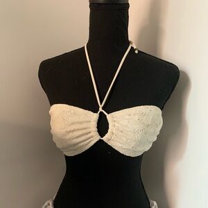 White crochet bandana bathing suit top